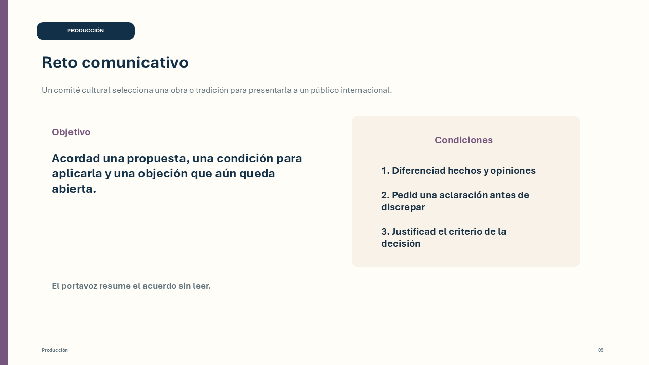 Reto comunicativo de una clase B2